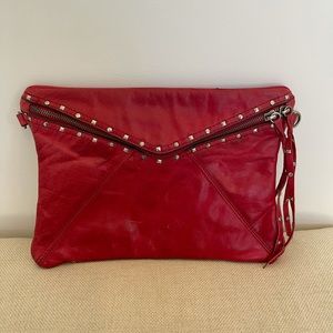 Steve Madden red leather clutch